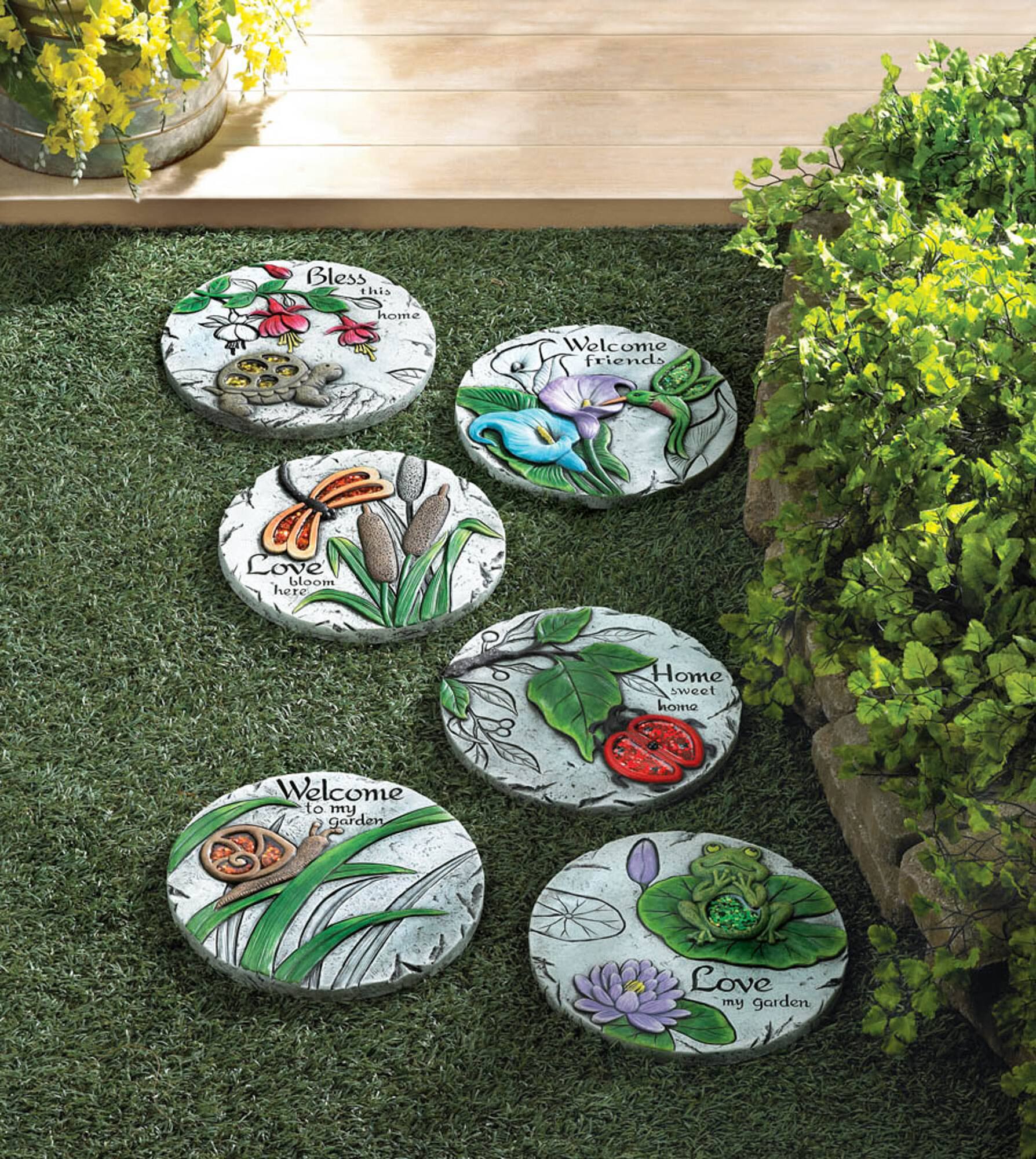 10" Love Bloom Here Stepping Stone